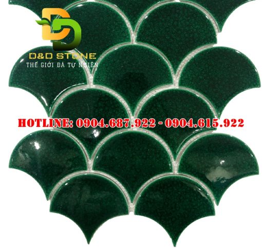 Gạch mosaic gốm vảy cá xanh rạn DDMS0003