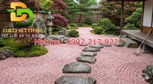 sỏi hồng trang trí lối đi sân vườn